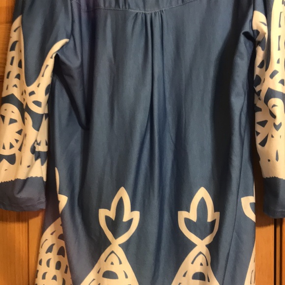 REBORN 3/4 sleeve tunic light blue white NWT S - Picture 7 of 7